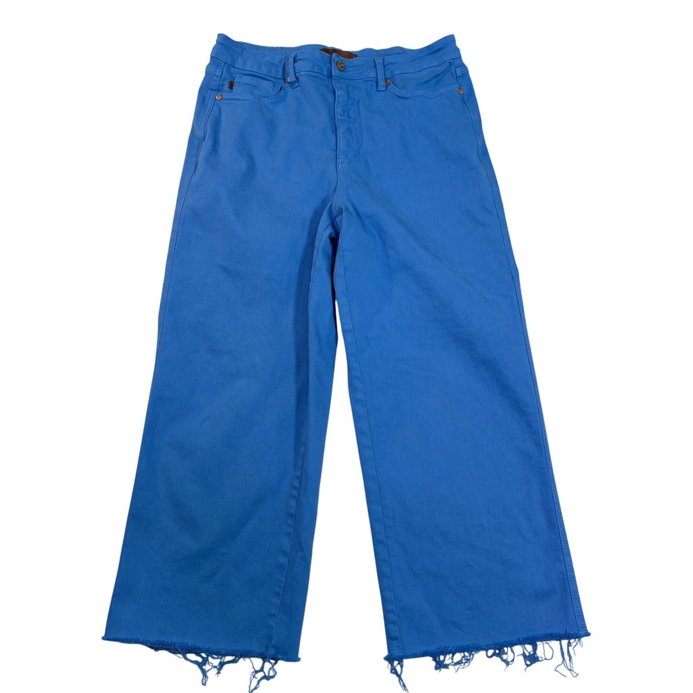 Judy Blue Garment Dyed Wide Leg Cropped Raw Hem Blue Jeans JB88843 C Size 32x24